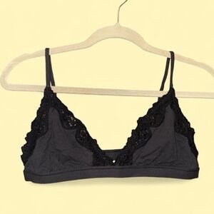 SKIMS Black Lace Trim Bralette